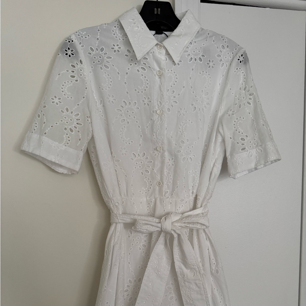 Zara White Eyelet Midi Dress - Picture 7 of 9